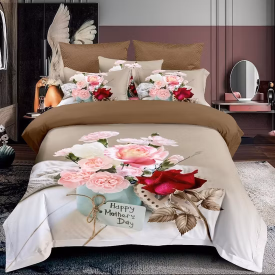 El más nuevo juego de sábanas planas con estampado floral en 3D, tamaños King, Queen, Twin